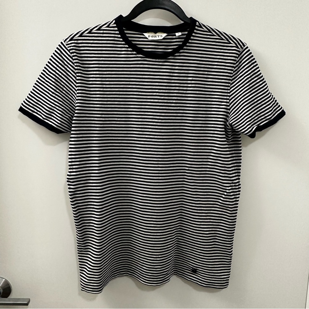 Classic Ports 1961 black white stripe shirt - silk & cotton